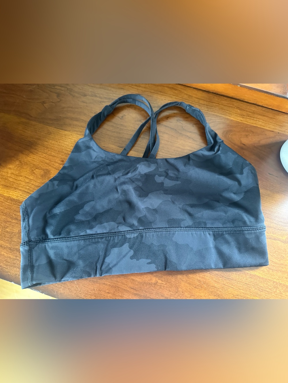 lululemon athletica Black Camo Strappy Sports Bra